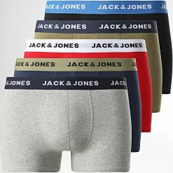 Grosses soldes 👏 Lot De 5 Boxers Marty Vert Kaki Bleu Marine Noir Gris Chiné Rouge de Jack And Jones ✨