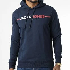 Le moins cher ⭐ Sweat Capuche Frederik Bleu Marine de Jack And Jones ⌛