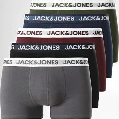 Bon marché 👍 Lot De 5 Boxers Black Friday Noir Bleu Marine Vert Kaki Bordeaux Gris de Jack And Jones 🎁