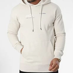 Vente flash 🎉 Sweat Capuche Mono Vision Beige de Jack And Jones 🤩 -Jack And Jones Soldes jack and jones 337526 12216286 MOONBEAN RELAXED 20220922T152257 03