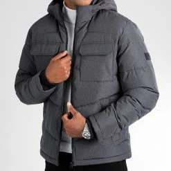 Budget 🧨 Doudoune Capuche Brady 12212233 Gris Anthracite de Jack And Jones 😀 -Jack And Jones Soldes jack and jones 339404 12212233 DARK GREY MELANGE 20220926T085626 03