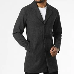 Budget 🌟 Manteau Tommy Gris Anthracite Chiné de Jack And Jones 🔔 -Jack And Jones Soldes jack and jones 339442 12212258 DARK GREY HERRINGBON 20220930T161035 03