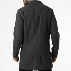 Budget 🌟 Manteau Tommy Gris Anthracite Chiné de Jack And Jones 🔔 -Jack And Jones Soldes jack and jones 339442 12212258 DARK GREY HERRINGBON 20220930T161036 04