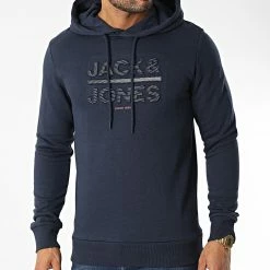 Promo 👏 Sweat Capuche Galo Bleu Marine de Jack And Jones 🤩