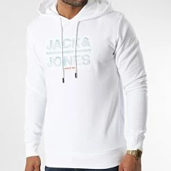 Coupon 🤩 Sweat Capuche Galo Blanc de Jack And Jones 🎁