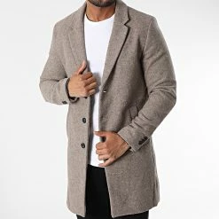 Meilleure vente 💯 Manteau Moulder Wool A Carreaux Beige de Jack And Jones ⭐