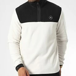 Budget 🛒 Sweat Col Zippé Tech Polar Beige Noir de Jack And Jones 🤩 -Jack And Jones Soldes jack and jones 341425 12218426 MOONBEAM 20221014T151142 03