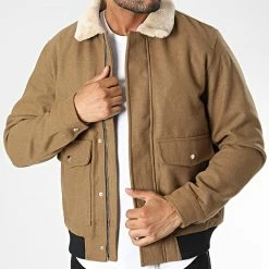 Tout neuf 🎁 Veste Zippée Col Fourrure Tom Camel de Jack And Jones 👍