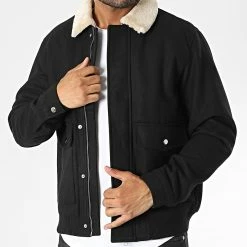 Meilleur prix 🛒 Veste Zippée Col Fourrure Tom Noir de Jack And Jones 🥰