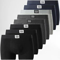 Nouveau 🛒 Lot De 8 Boxers 12173777 Noir Gris de Jack And Jones ❤️