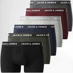 Acheter 🎁 Lot De 12 Boxers 12189935 Bleu Marine Bordeaux Gris Chiné Vert Kaki de Jack And Jones 🥰