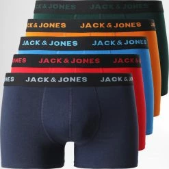 Promo 👍 Lot De 5 Boxers 12211149 Rouge Bleu Orange de Jack And Jones 😀