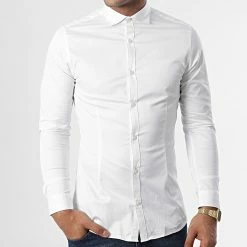 Le moins cher 😍 Chemise Manches Longues Parma Blanc de Jack And Jones 🔔