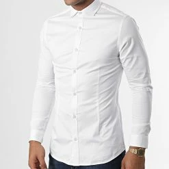 Le moins cher 😍 Chemise Manches Longues Parma Blanc de Jack And Jones 🔔 -Jack And Jones Soldes jack and jones 343351 12097662 WHITE 20221111T161231 03