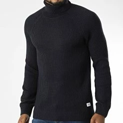 Grosses soldes ⭐ Pull Col Roulé Pannel Bleu Marine de Jack And Jones ✨