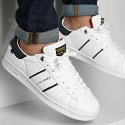 Grosses soldes 🤩 Baskets Guardian 12215667 White Navy Blaze de Jack And Jones 💯