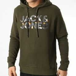 Offres ✔️ Sweat Capuche Ramp Vert Kaki de Jack And Jones 🧨