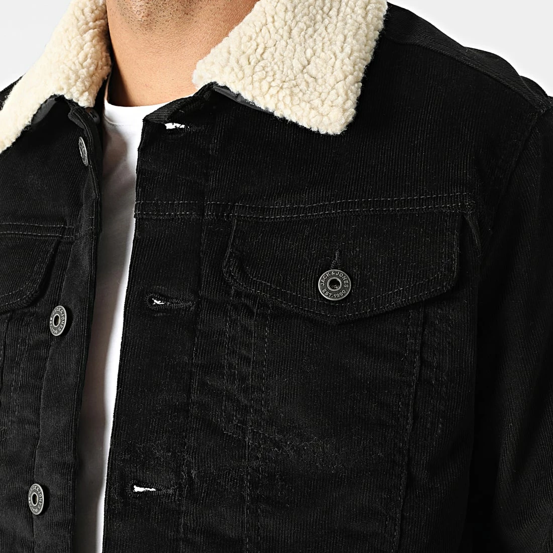 Top 10 🎁 Veste Jean Col Mouton Alvin 12194295 Noir de Jack And Jones ⌛ 2 Top 10 🎁 Veste Jean Col Mouton Alvin 12194295 Noir de Jack And Jones ⌛ – Image 2