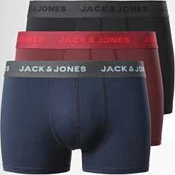 Bon marché 🤩 Lot De 3 Boxers Dax Noir Bleu Marine Bordeaux de Jack And Jones ⌛