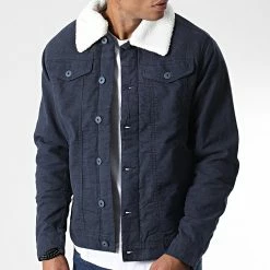 Tout neuf 🔔 Veste Col Mouton Stalvin Bleu Marine de Jack And Jones ⭐ -Jack And Jones Soldes jack and jones 343776 12217103 NAVY BLAZER 20221025T151001 03