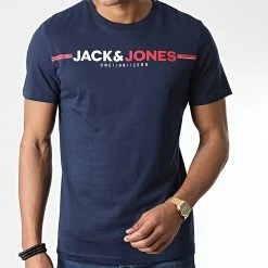 Sortie ⭐ Tee 👕 Shirt Frederik Bleu Marine de Jack And Jones ⭐ -Jack And Jones Soldes jack and jones 343819 12219841 NAVY BLAZER 20221024T155838 03