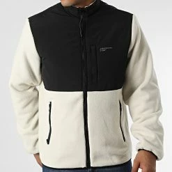 Meilleur prix ✨ Veste Polaire Zippée Blake Beige Noir de Jack And Jones 🧨