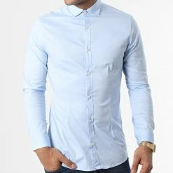 Remise 🎁 Chemise Manches Longues Parma Bleu Clair de Jack And Jones ❤️