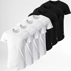 Meilleur prix 😍 Lot De 7 Tee 👚 Shirts Oversize Noa Blanc Noir de Jack And Jones 👍