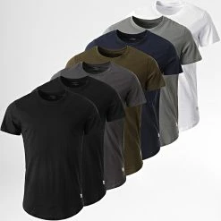 Vente flash 😀 Lot De 7 Tee 👚 Shirts Oversize Noa Noir Blanc Bleu Marine Gris Vert Kaki de Jack And Jones 😉