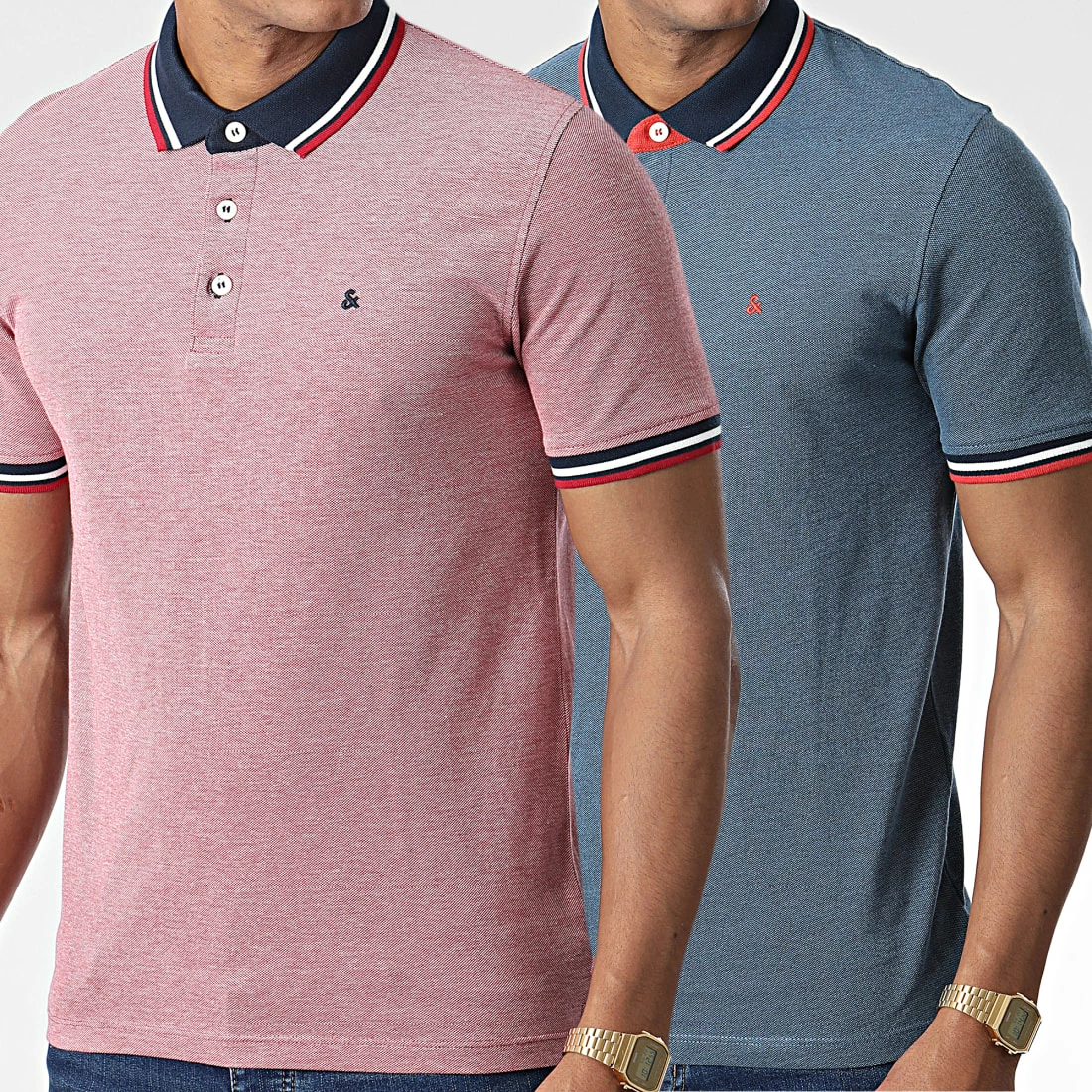 Sortie 🌟 Lot De 2 Polos Manches Courtes Paulos Rouge Chiné Bleu Clair Chiné de Jack And Jones 🥰 1 Sortie 🌟 Lot De 2 Polos Manches Courtes Paulos Rouge Chiné Bleu Clair Chiné de Jack And Jones 🥰