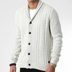 Meilleur prix 🔔 Cardigan Craig Beige Chiné de Jack And Jones 😉 -Jack And Jones Soldes jack and jones 344508 12212011 WHITE MEL 20221025T153231 03