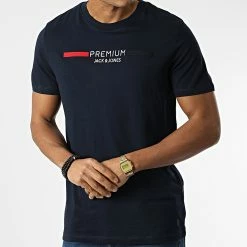 Remise 🌟 Tee 👚 Shirt Lugroom Bleu Marine de Jack And Jones 🥰 -Jack And Jones Soldes jack and jones 344548 12230773 NAVY BLAZER 20221026T135602 03