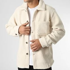 Vente flash ⌛ Surchemise Fourrure Owen Beige de Jack And Jones ✔️