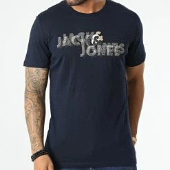 Budget 👏 Tee 👚 Shirt Friday Bleu Marine de Jack And Jones 🌟 -Jack And Jones Soldes jack and jones 345753 12219500 NAVY BLAZER 20221028T161306 03