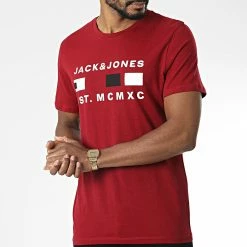 Promo ✨ Tee 👚 Shirt Freddie Bordeaux de Jack And Jones 🎉 -Jack And Jones Soldes jack and jones 346391 12225448 BIKING RED 20221031T143425 03