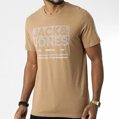 Bon marché 💯 Tee 👕 Shirt Eskild Beige de Jack And Jones 🌟 -Jack And Jones Soldes jack and jones 346392 12230635 TIGERS EYE 20221031T144302 03