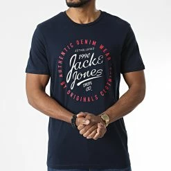 Bon marché ✨ Tee 👚 Shirt Eskild Bleu Marine de Jack And Jones 🤩