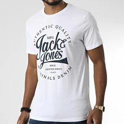 Le moins cher 🎁 Tee 👕 Shirt Eskild Blanc de Jack And Jones ⌛