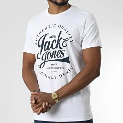 Le moins cher 🎁 Tee 👕 Shirt Eskild Blanc de Jack And Jones ⌛ -Jack And Jones Soldes jack and jones 346394 12230635 WHITE 20221031T144908 03