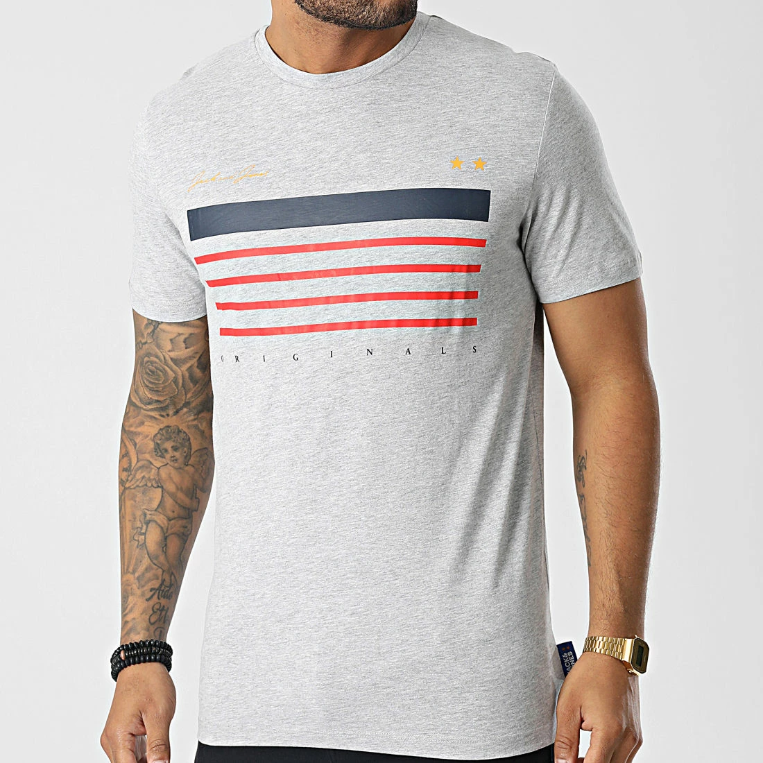 Bon marché 🔥 Tee 👚 Shirt Requims Gris Chiné de Jack And Jones ✨ 1 Bon marché 🔥 Tee 👚 Shirt Requims Gris Chiné de Jack And Jones ✨