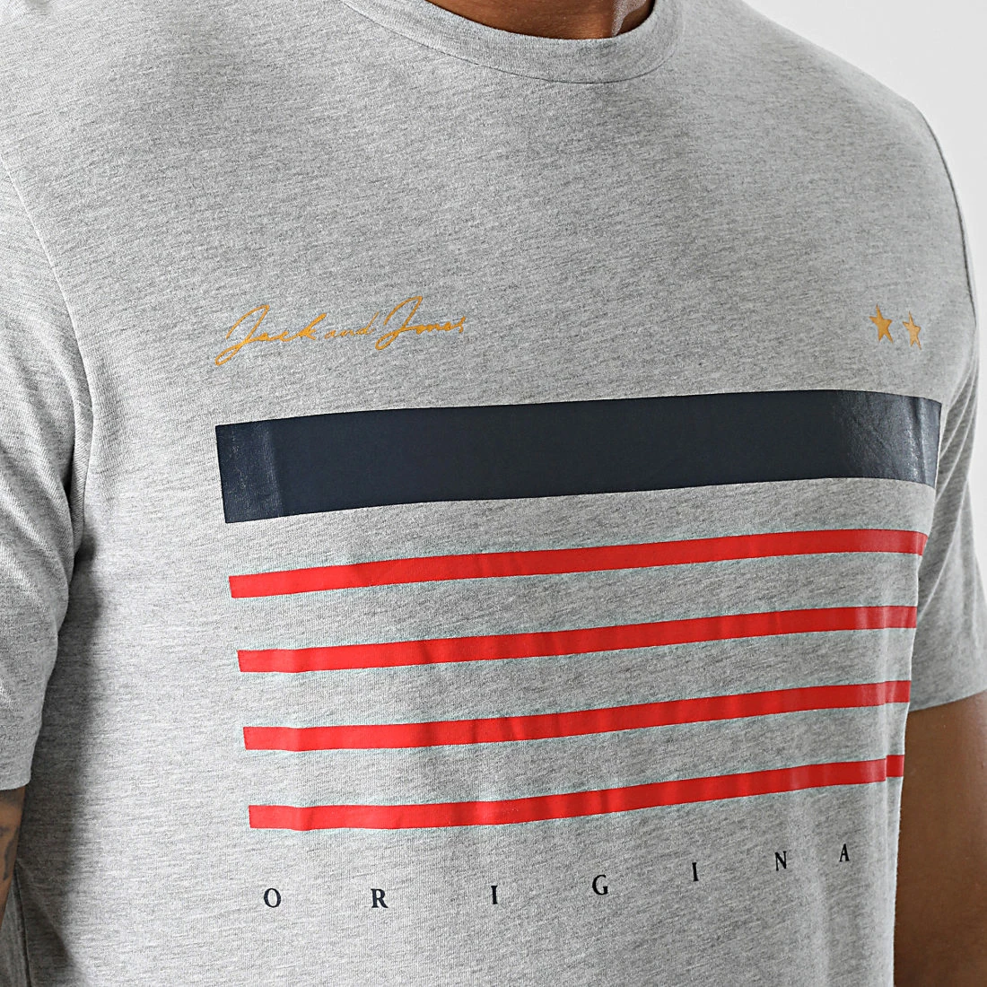 Bon marché 🔥 Tee 👚 Shirt Requims Gris Chiné de Jack And Jones ✨ 2 Bon marché 🔥 Tee 👚 Shirt Requims Gris Chiné de Jack And Jones ✨ – Image 2