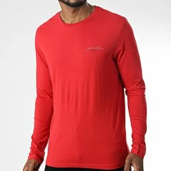Vente flash 🔔 Tee 👕 Shirt Manches Longues Ferry Rouge de Jack And Jones 🎁