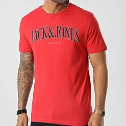 Bon marché 👍 Tee 👕 Shirt Hook Rouge de Jack And Jones ✔️