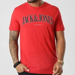 Bon marché 👍 Tee 👕 Shirt Hook Rouge de Jack And Jones ✔️ -Jack And Jones Soldes jack and jones 346493 12225559 ROCOCCO RED 20221103T162443 03