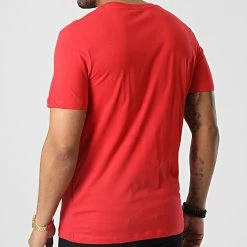 Bon marché 👍 Tee 👕 Shirt Hook Rouge de Jack And Jones ✔️ -Jack And Jones Soldes jack and jones 346493 12225559 ROCOCCO RED 20221103T162444 04
