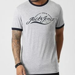 Meilleure affaire 🔥 Tee 👚 Shirt 12230623 Gris Chiné de Jack And Jones 🎉