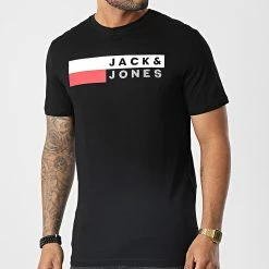 Offres 🛒 Tee 👕 Shirt Corp Logo Noir de Jack And Jones 🌟