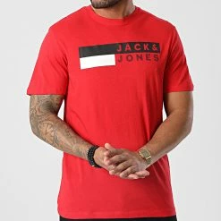 Le moins cher 👏 Tee 👕 Shirt Corp Logo Rouge de Jack And Jones 🎁