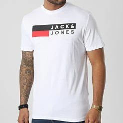 Promo 🔔 Tee 👚 Shirt Corp Logo Blanc de Jack And Jones 👍