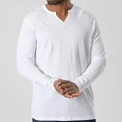 De gros 🎉 Tee 👚 Shirt Manches Longues Col Tunisien 12204411 Blanc de Jack And Jones ⌛ -Jack And Jones Soldes jack and jones 346546 12204411 WHITE 20221103T160857 03